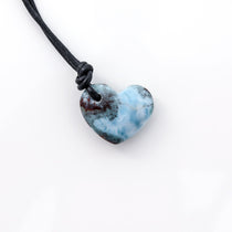 Hand-carved with a heart shape Larimar Necklace