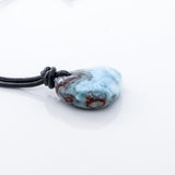 Hand-carved with a heart shape Larimar Necklace