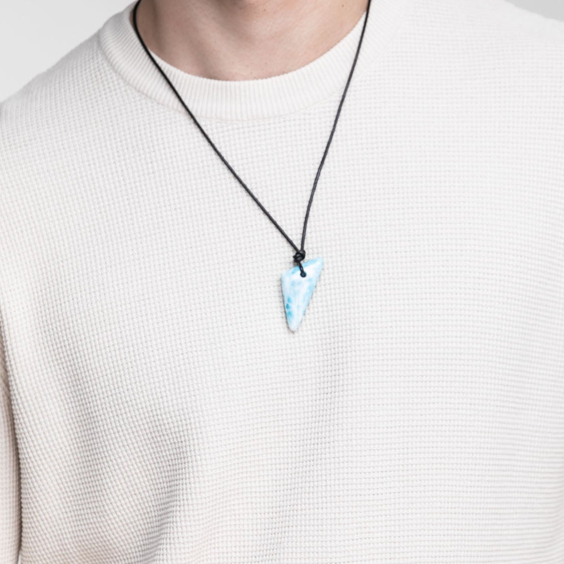 Men Leather Larimar Necklace Ramsay