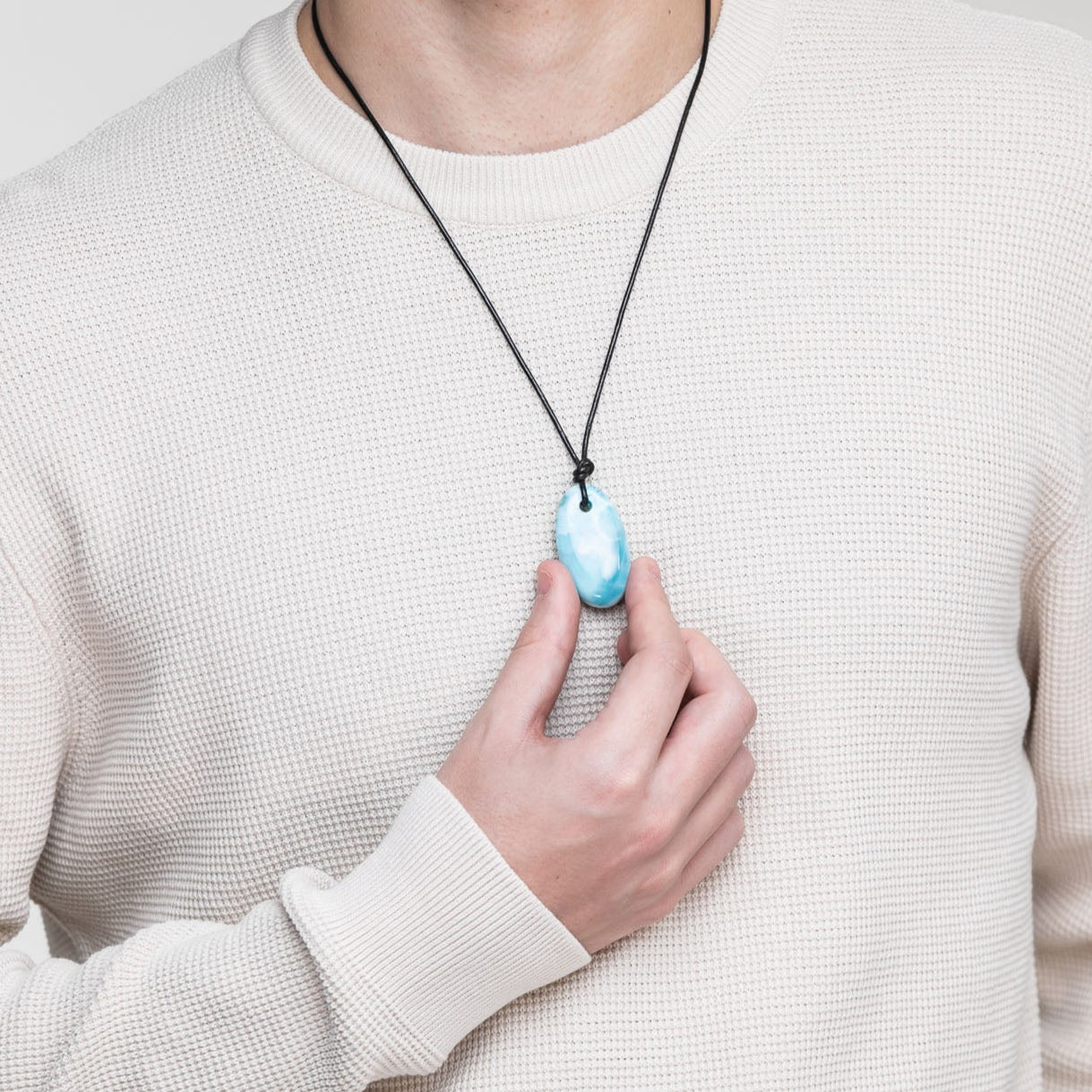 Larimar Leather Necklace Rupert | Larimar Stone | The Larimar Shop