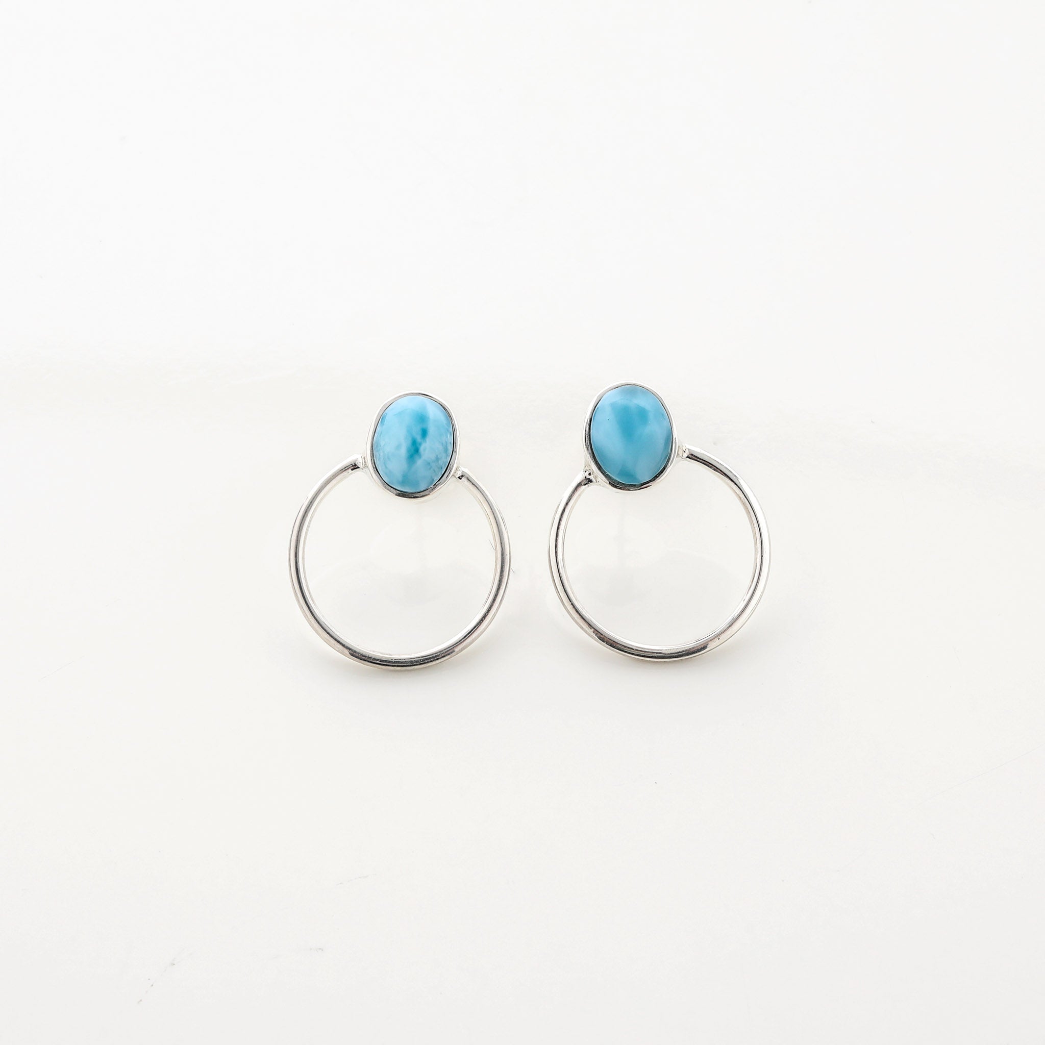 Vienna Oval Larimar Studs