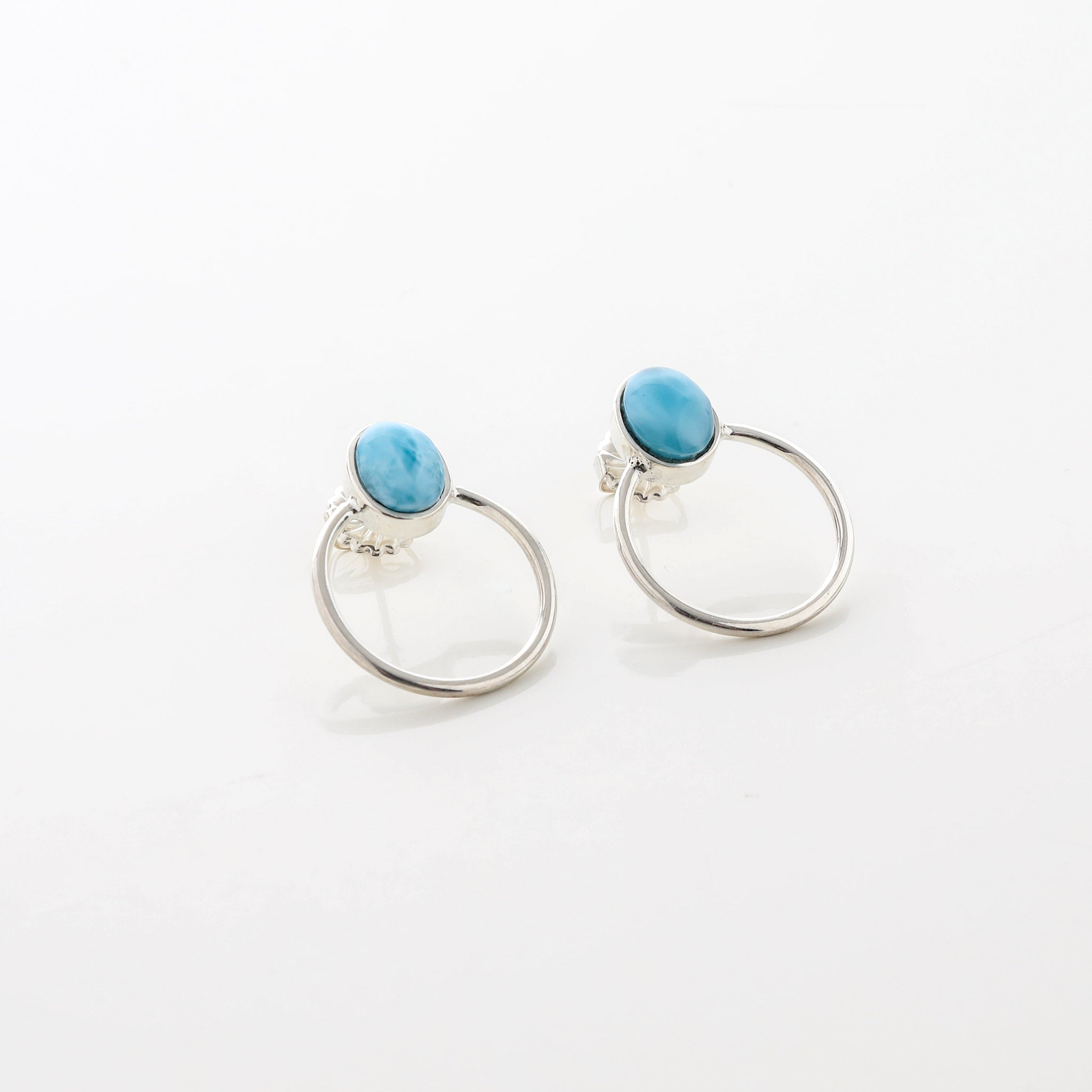 Vienna Oval Larimar Studs