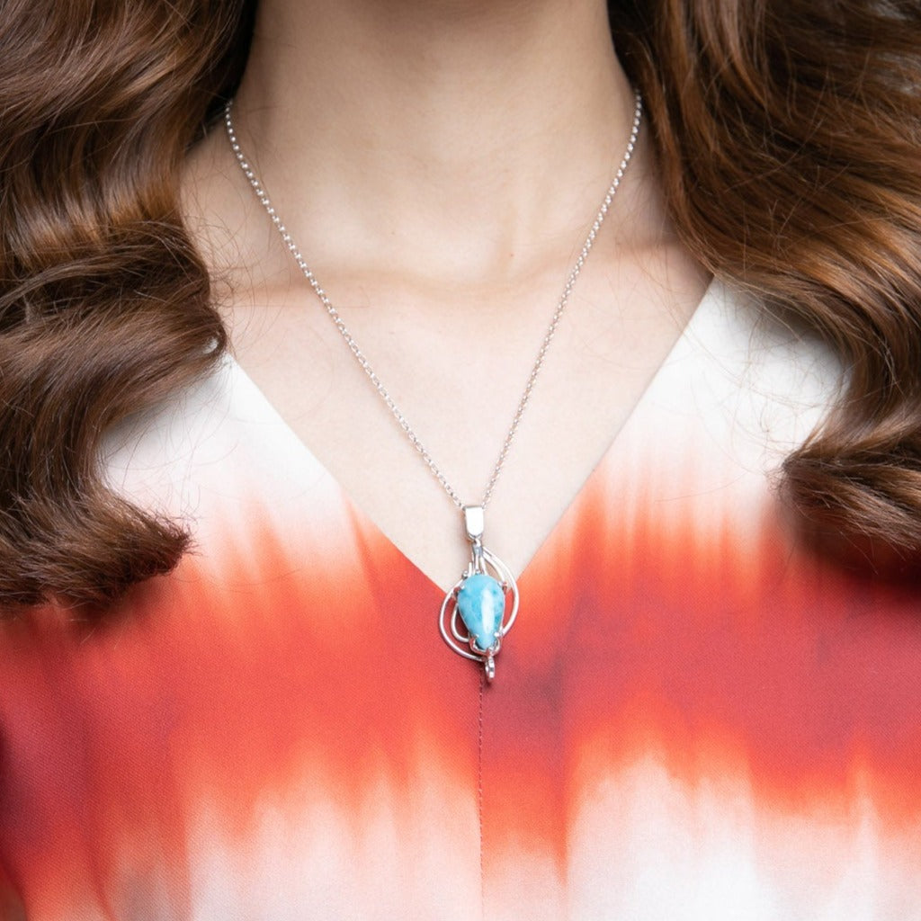 Larimar Stone and silver pendant