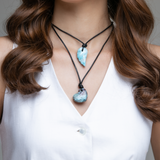 Hand-carved with a heart shape Larimar Necklace