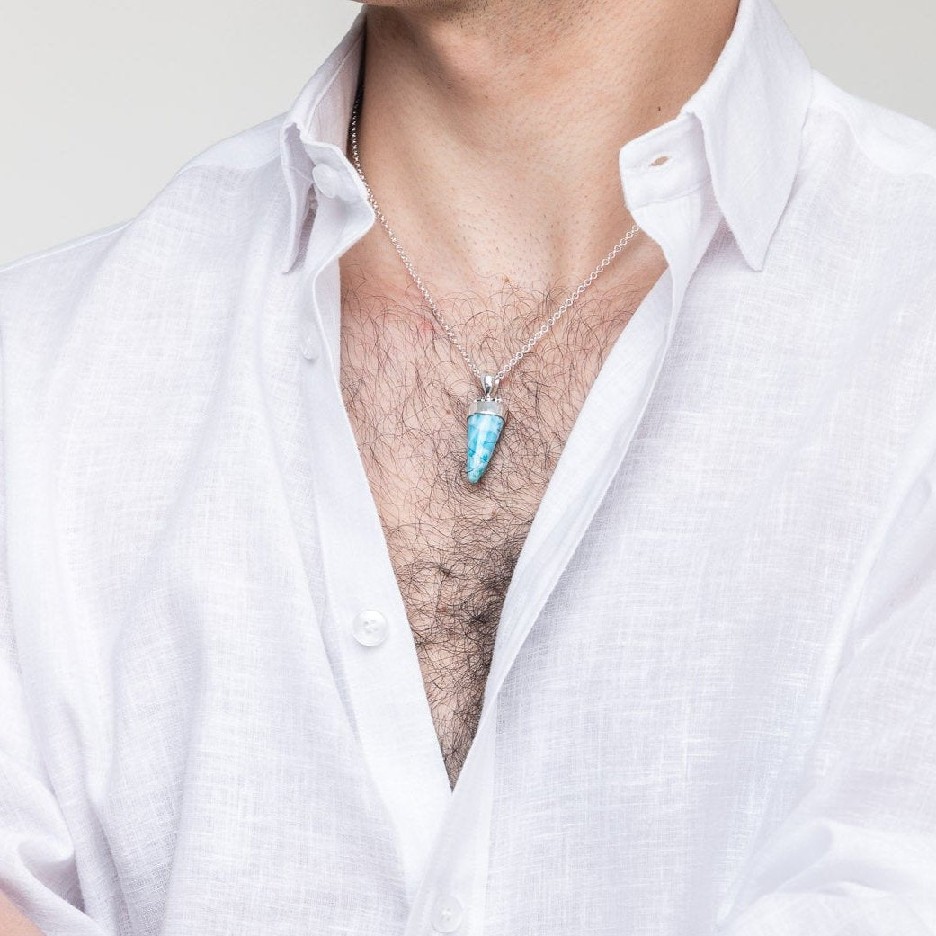 Larimar Tusk Pendant Kodiak | Men's Larimar Jewelry | Dominican