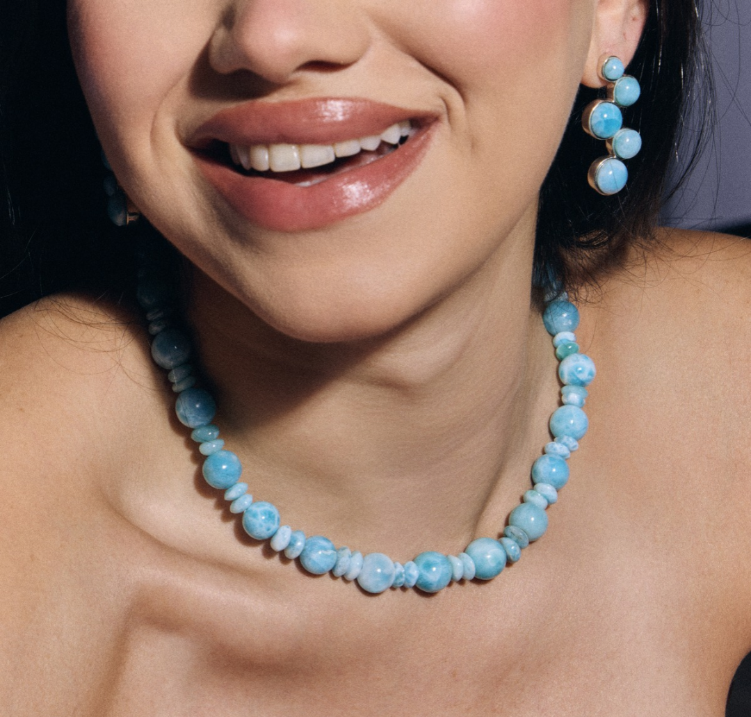 Larimar Stone Beaded Necklace
