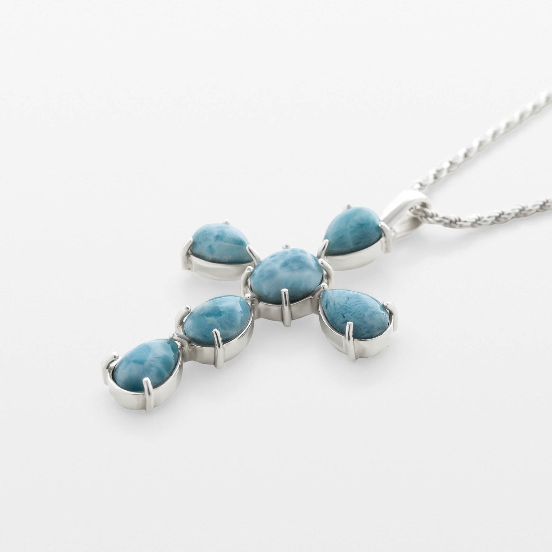Larimar Cross Pendant Silver - Medium