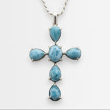 Larimar Cross Pendant Silver - Medium