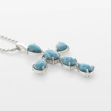 Larimar Cross Pendant Silver - Medium