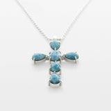 Larimar Cross Pendant Silver - Medium