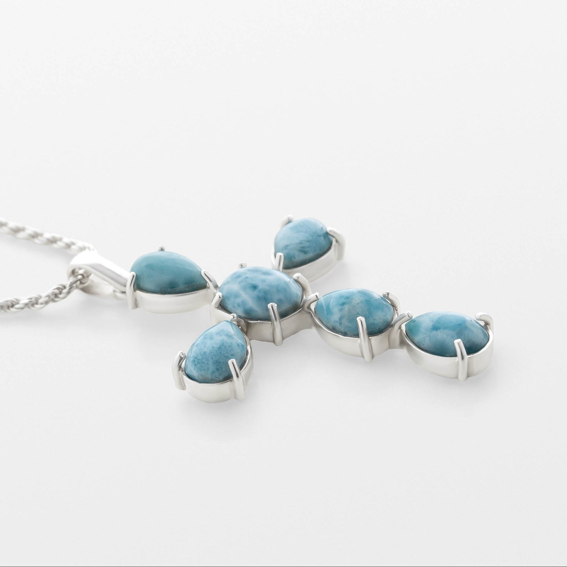 Larimar Cross Pendant Silver - Medium | The Larimar Shop®