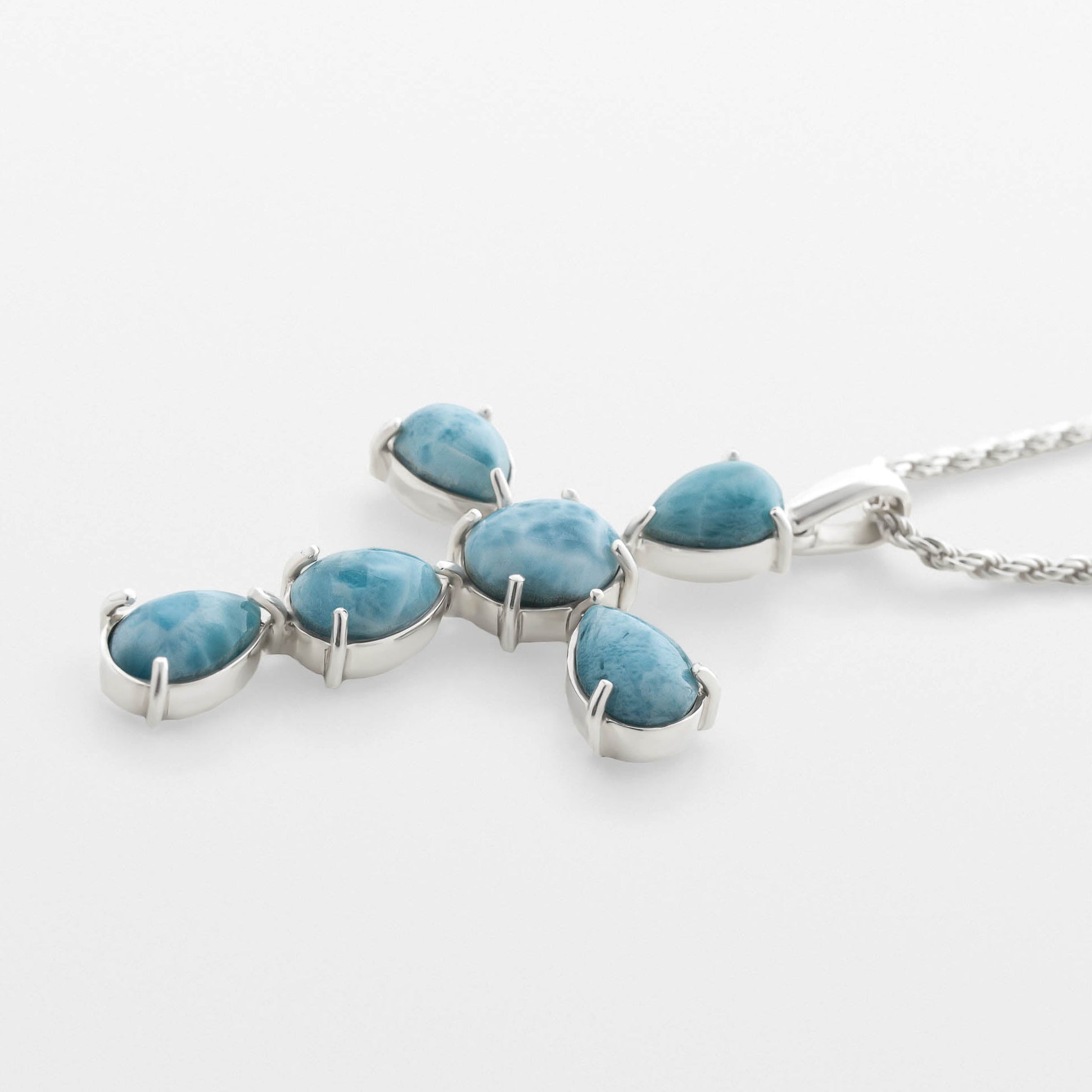 Larimar Cross Pendant Silver - Medium