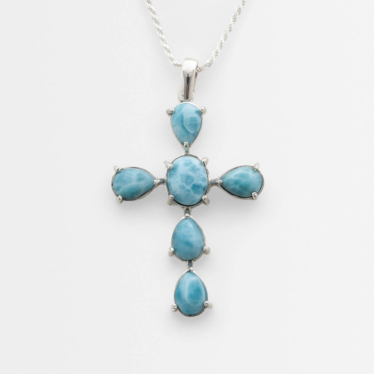 Larimar Cross Pendant Silver - Small