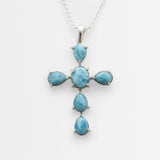 Larimar Cross Pendant Silver - Small