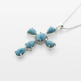 Larimar Cross Pendant Silver - Small