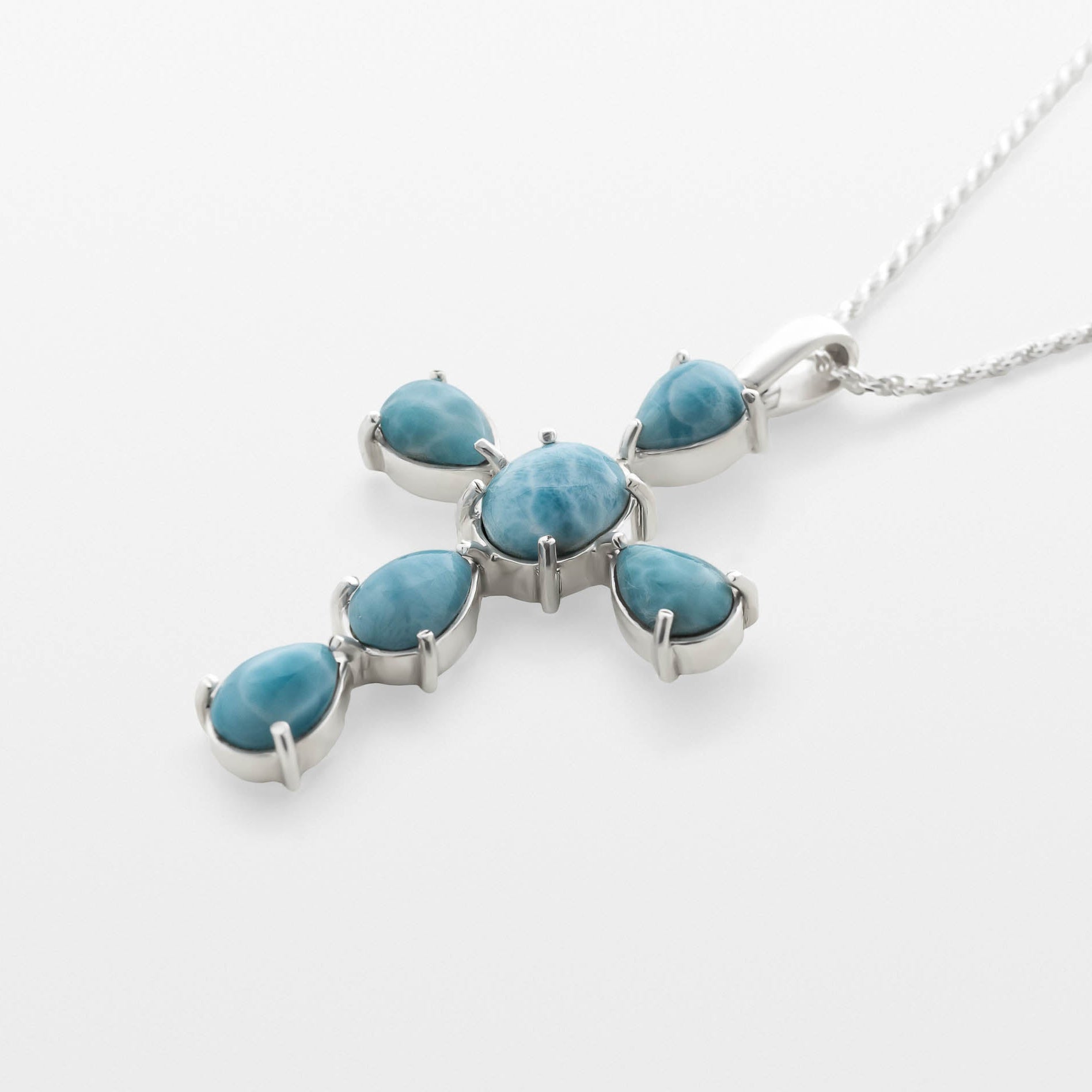 Larimar Cross Pendant Silver - Small
