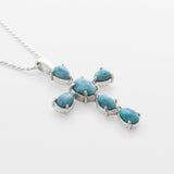 Larimar Cross Pendant Silver - Small