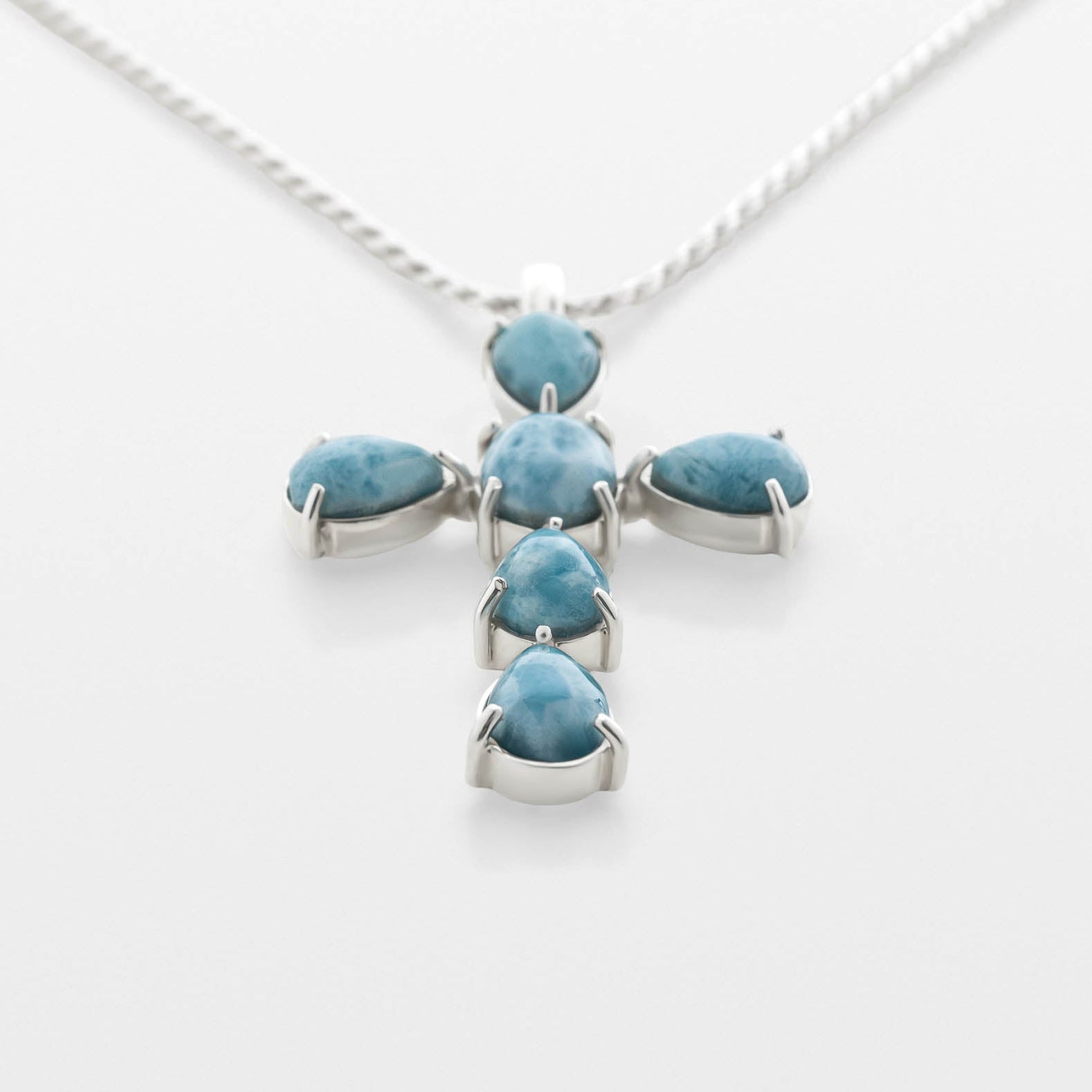 Larimar Cross Pendant Silver - Small