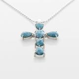 Larimar Cross Pendant Silver - Small