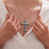 Larimar Cross Gold Vermeil - Medium