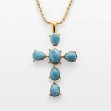 Larimar Cross Pendant in Gold Vermeil - Medium
