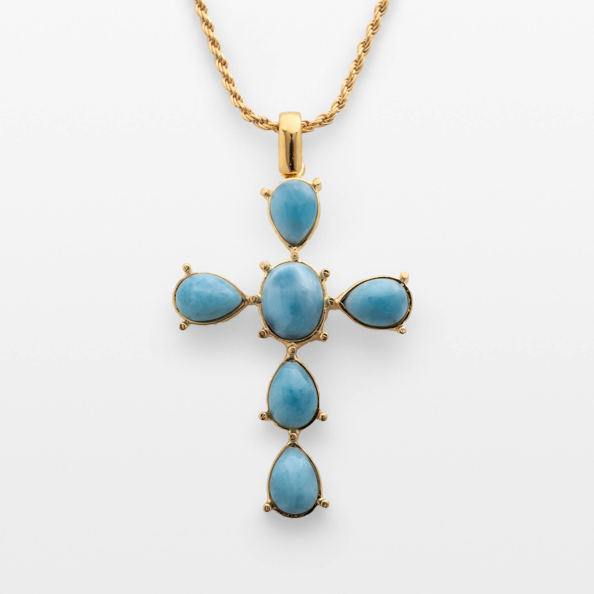 Larimar Cross Pendant in Gold Vermeil - Medium
