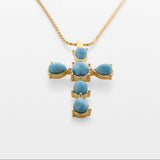 Larimar Cross Pendant in Gold Vermeil - Medium