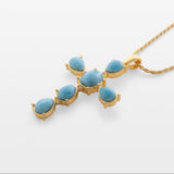 Larimar Cross Pendant in Gold Vermeil - Medium