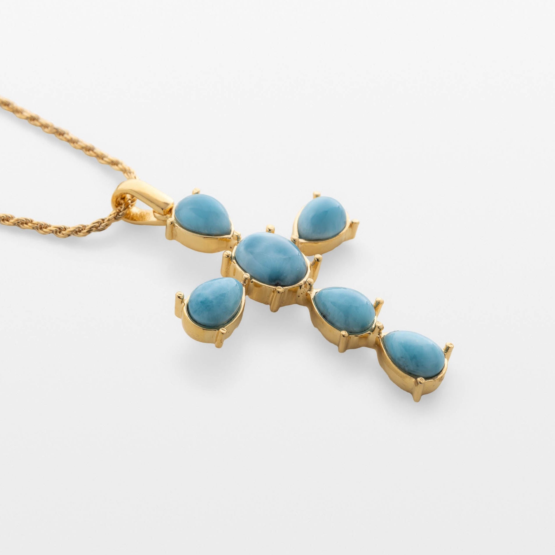 Larimar Cross Pendant in Gold Vermeil - Medium