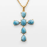 Larimar Cross Pendant in Gold Vermeil - Small