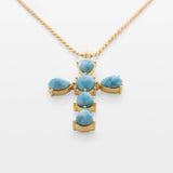 Larimar Cross Pendant in Gold Vermeil - Small