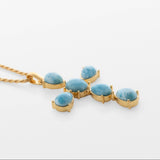 Larimar Cross Pendant in Gold Vermeil - Small