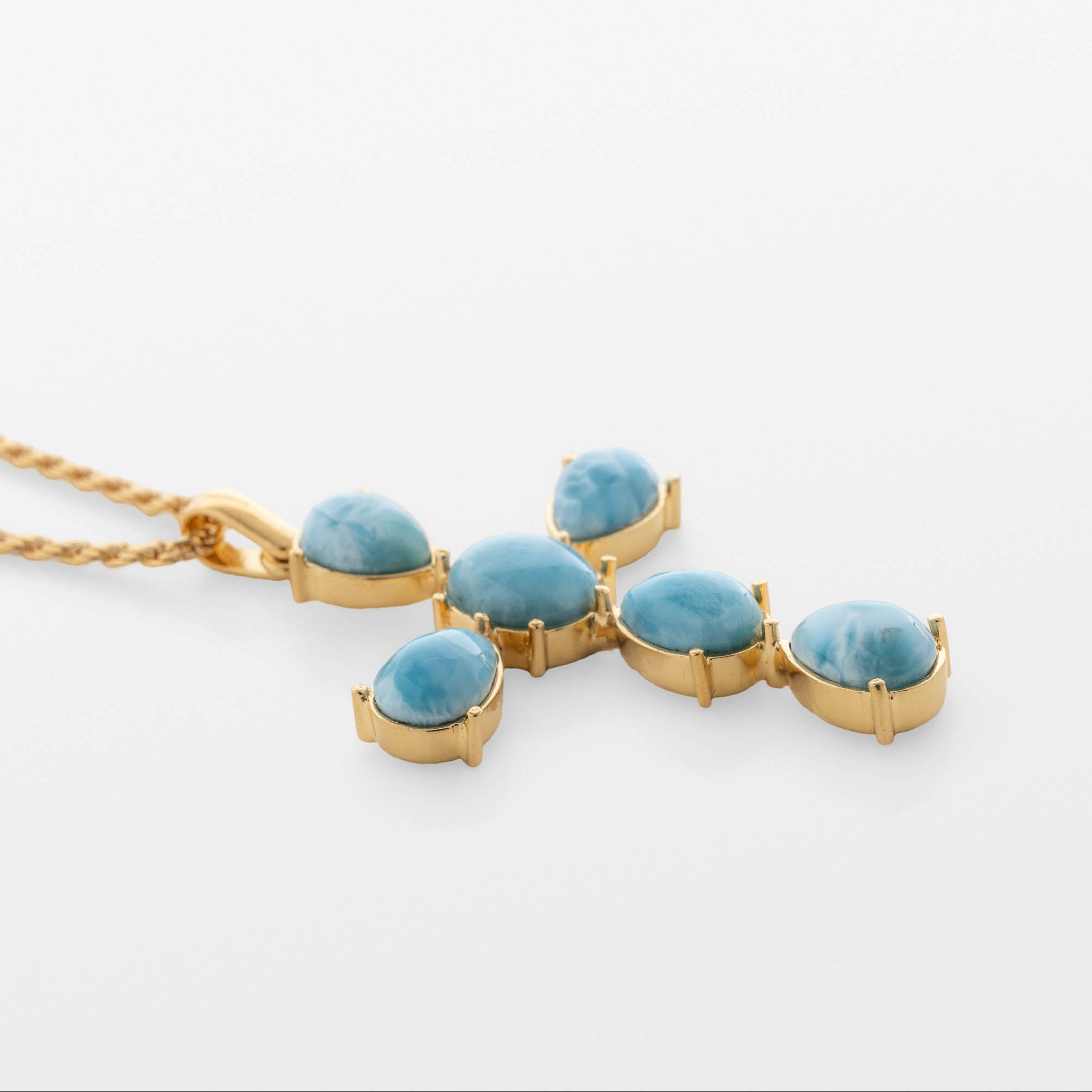 Larimar Cross Pendant in Gold Vermeil - Small
