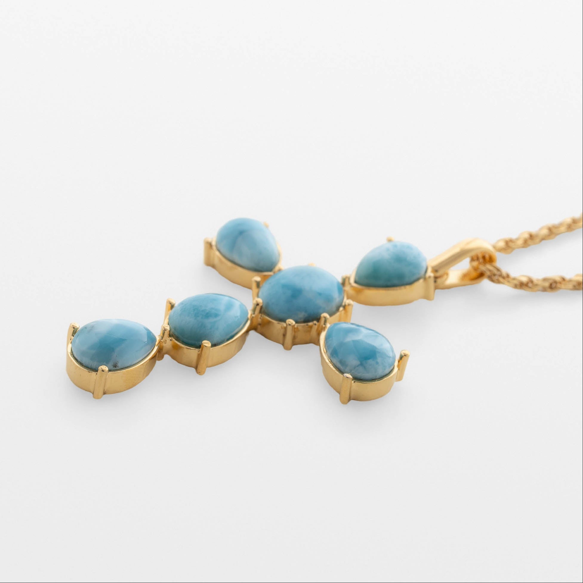 Larimar Cross Pendant in Gold Vermeil - Small