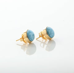 Larimar Earrings Studs in 18k Gold Remi