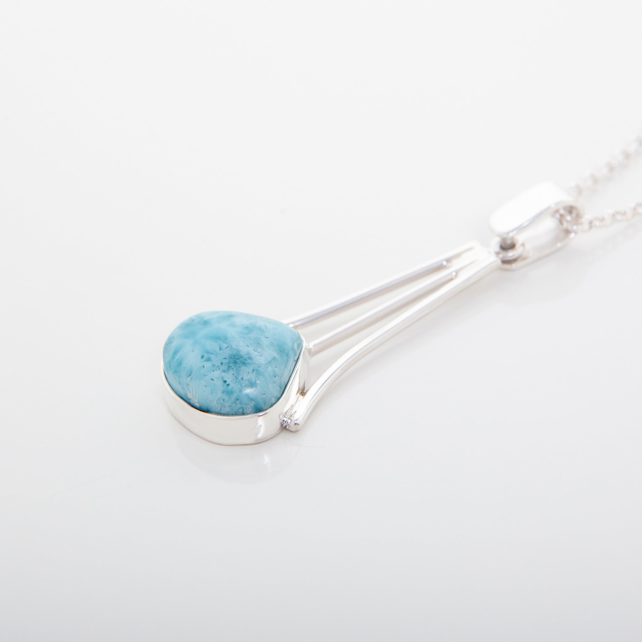 Collier Perles Larimar République Dominicaine - Chaîne Acier Inoxydable, Neuf Avec étiquettes, Marque A Bijoux