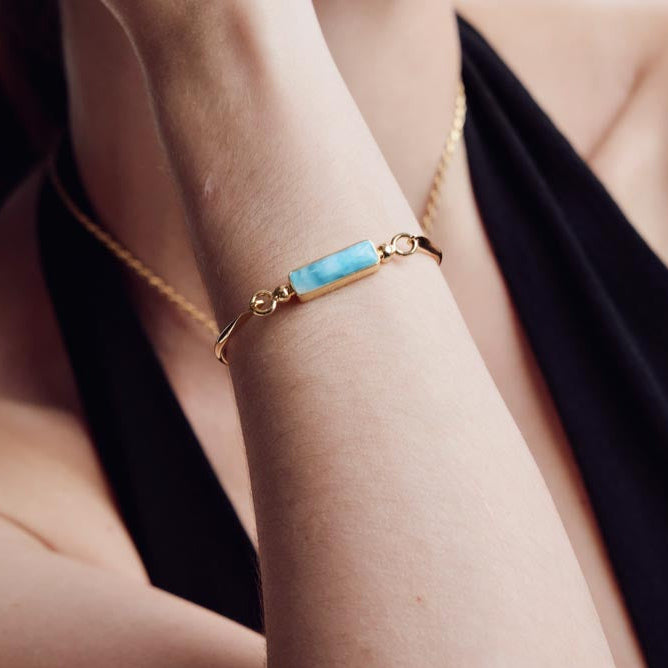 Gold Vermeil Larimar Bangle Bracelet Rye