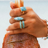 Larimar Gold Vermeil Eternity Ring Band