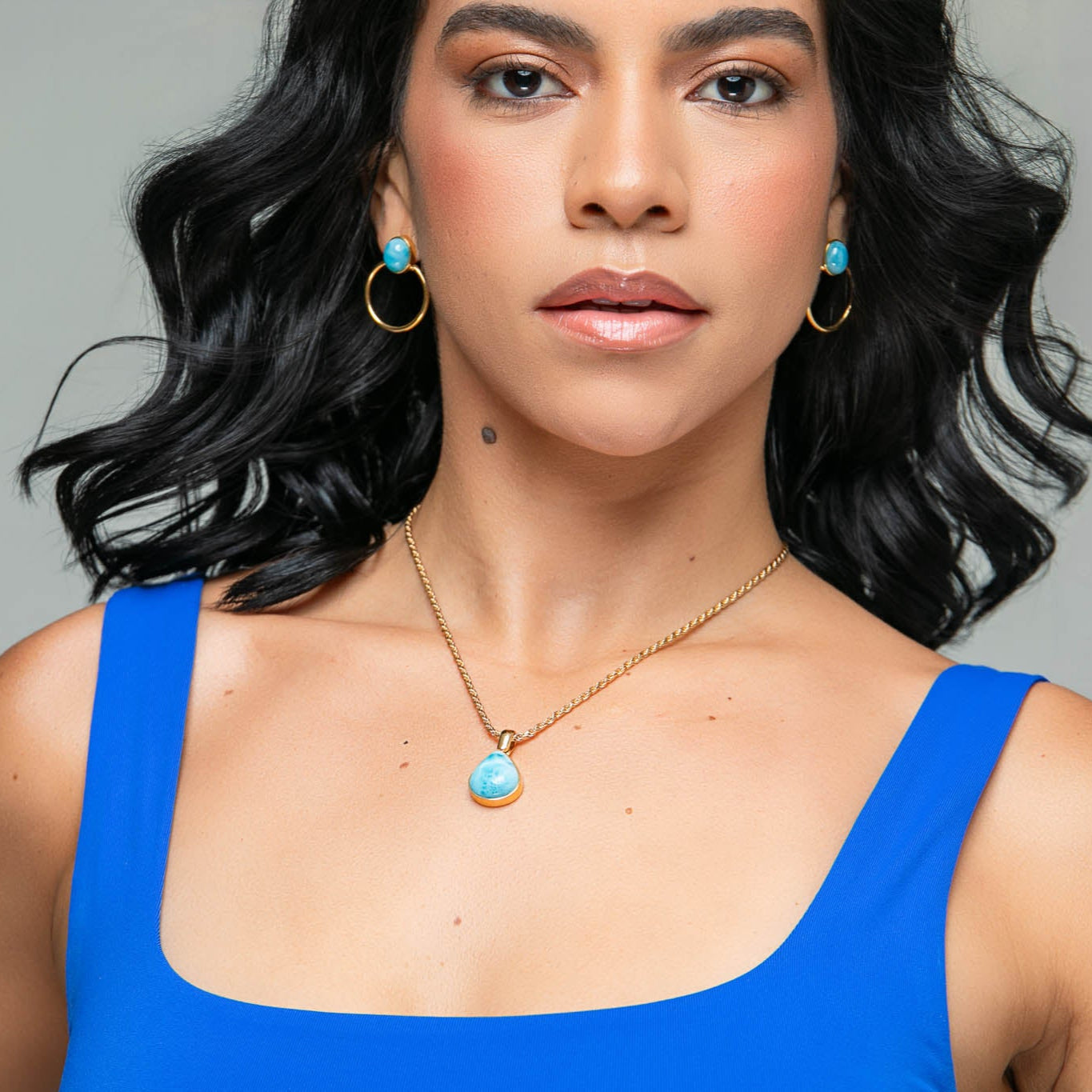 Larimar Gold Vermeil Pendand Josephine