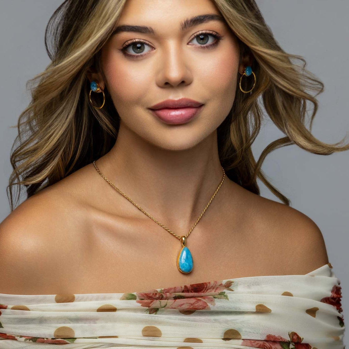 Larimar Gold Vermeil Pendant Jiya