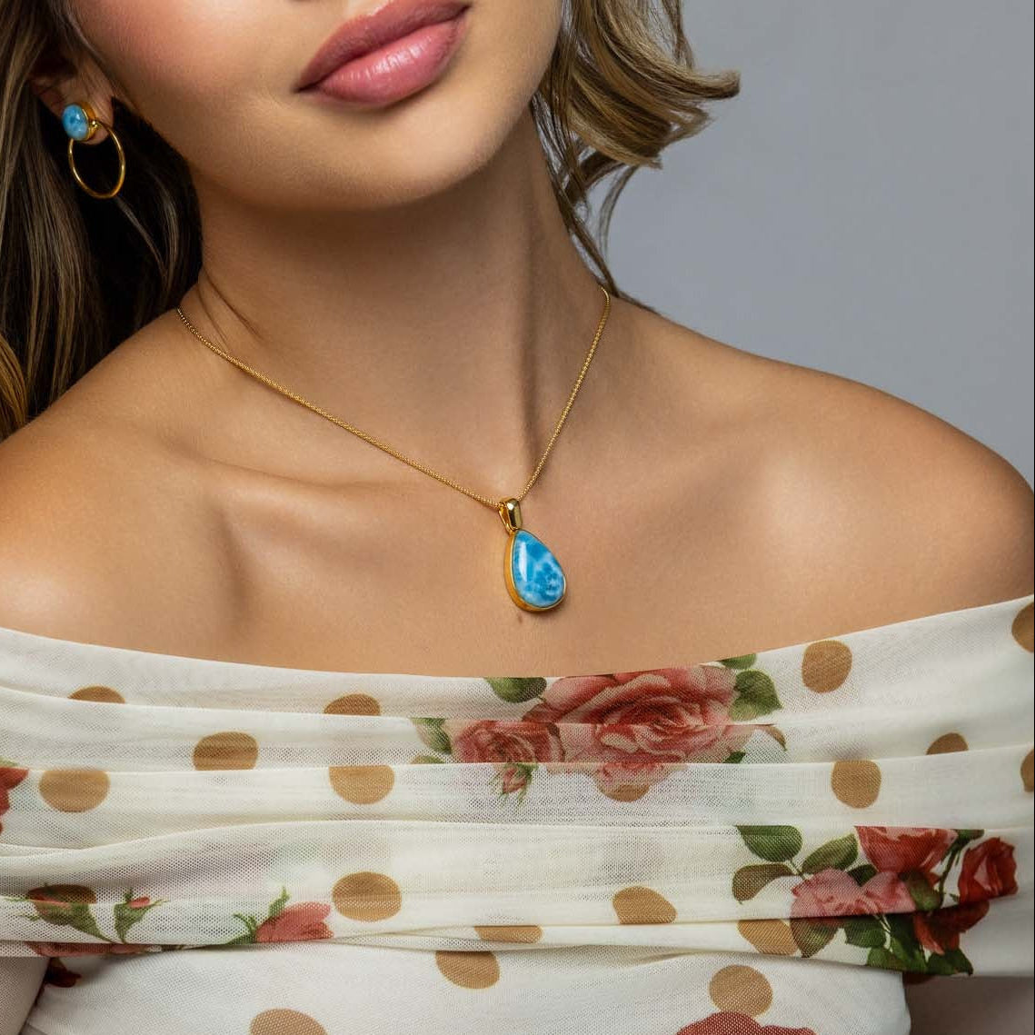 Larimar Gold Vermeil Pendant June