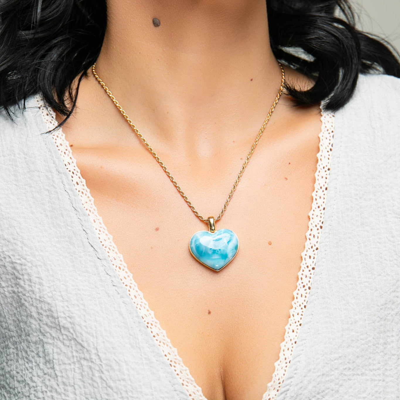 Larimar Gold Vermeil Heart Pendant Odessa