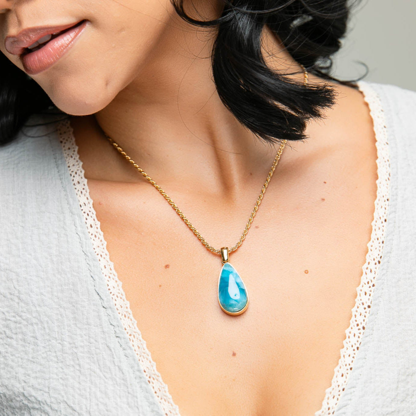 Larimar Gold Vermeil Pendant Olivia