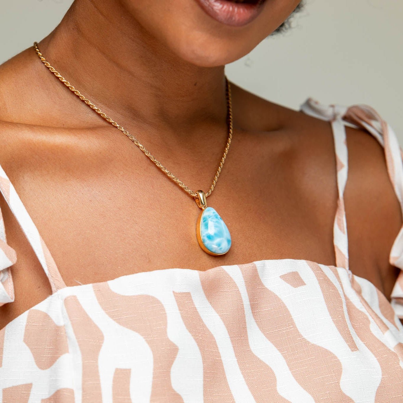 Larimar Gold Vermeil Pendant Willow