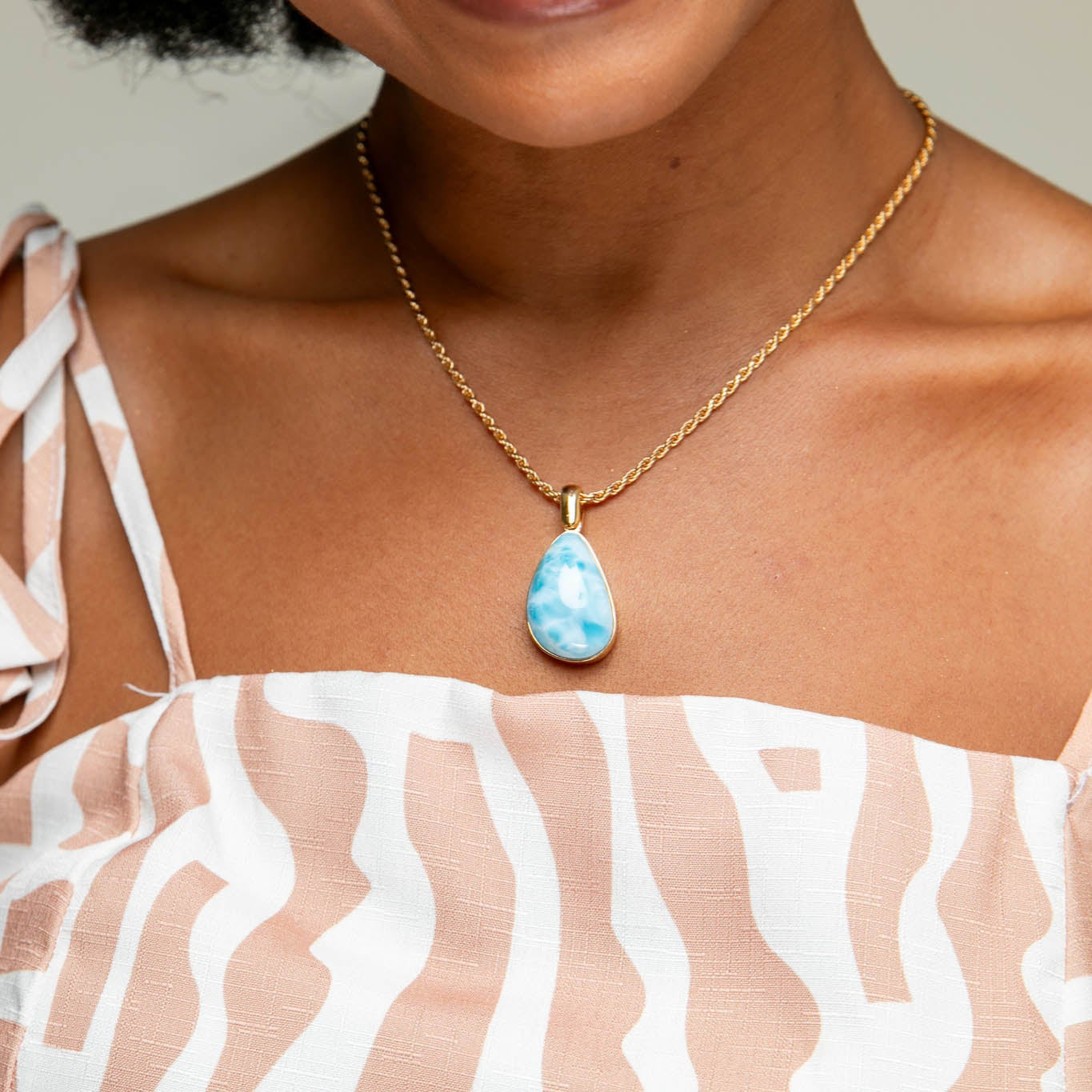 Larimar Gold Vermeil Pendant Willow
