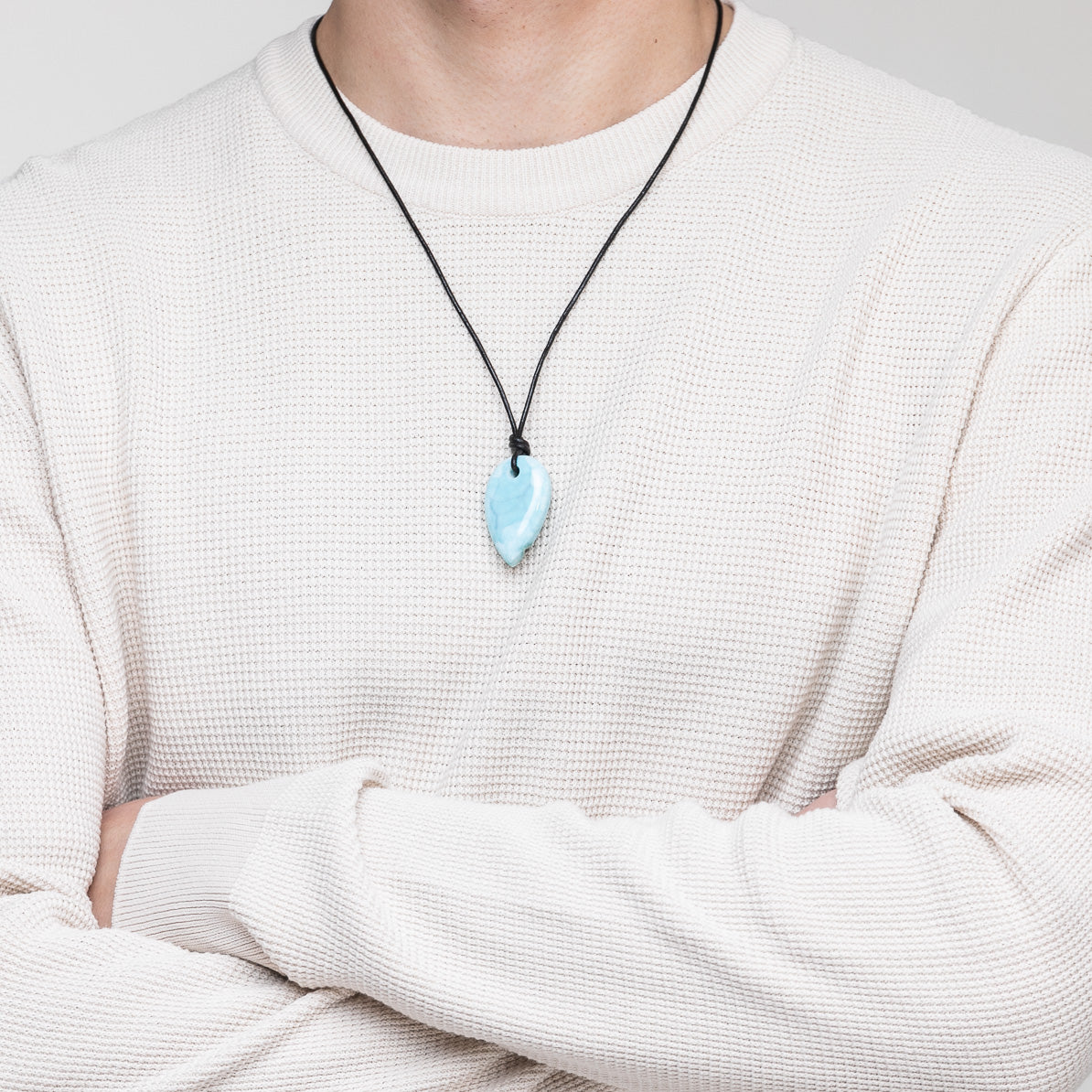 Larimar Men Leather Necklace