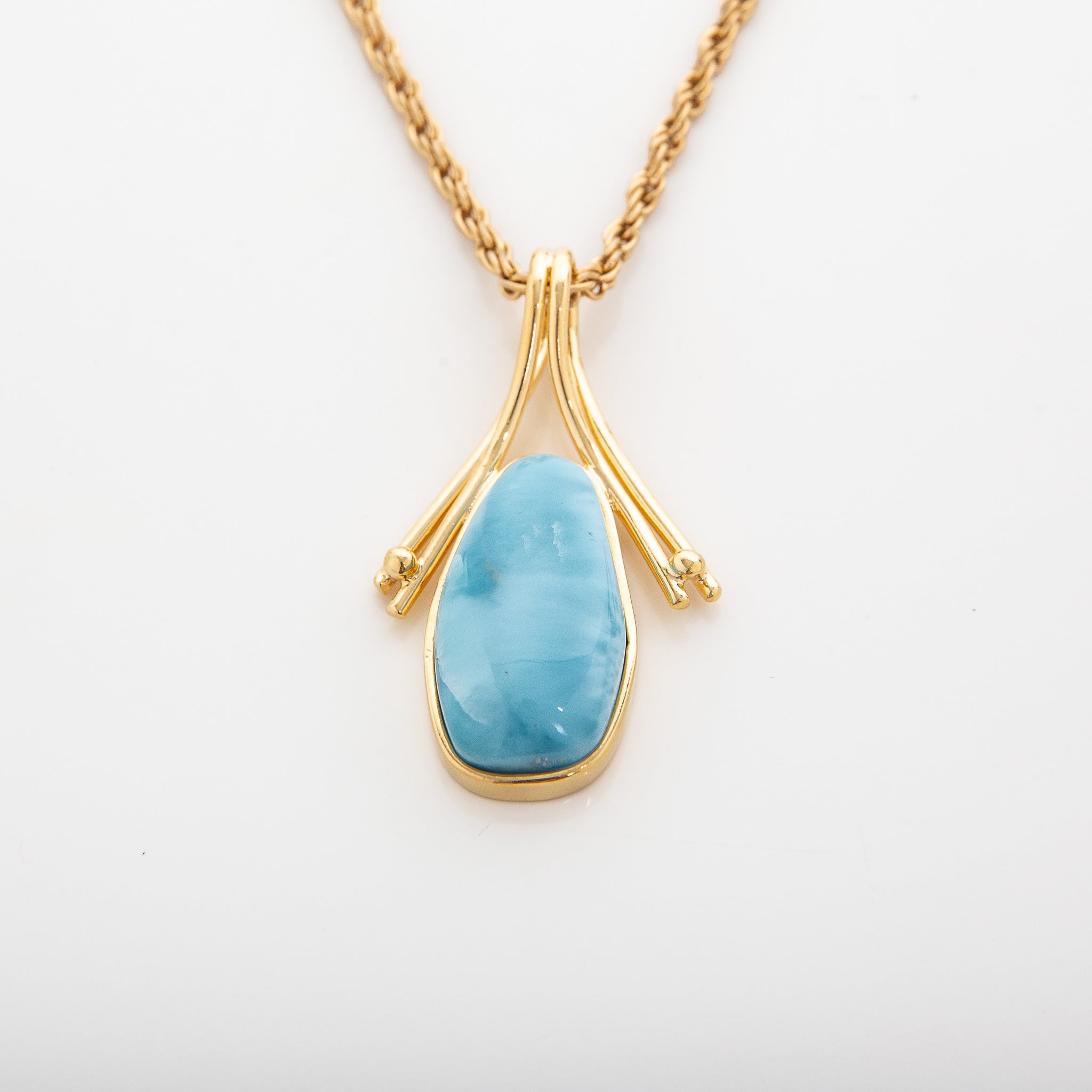 Larimar Gold Vemeil Pendant Alexia Beautiful Handcrafted Pieces