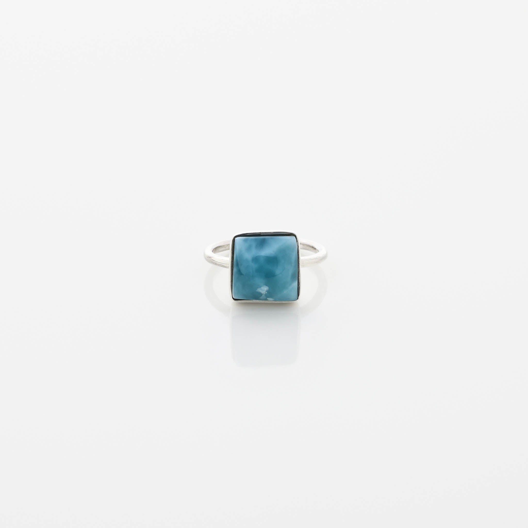 Bold square-cut Larimar ring