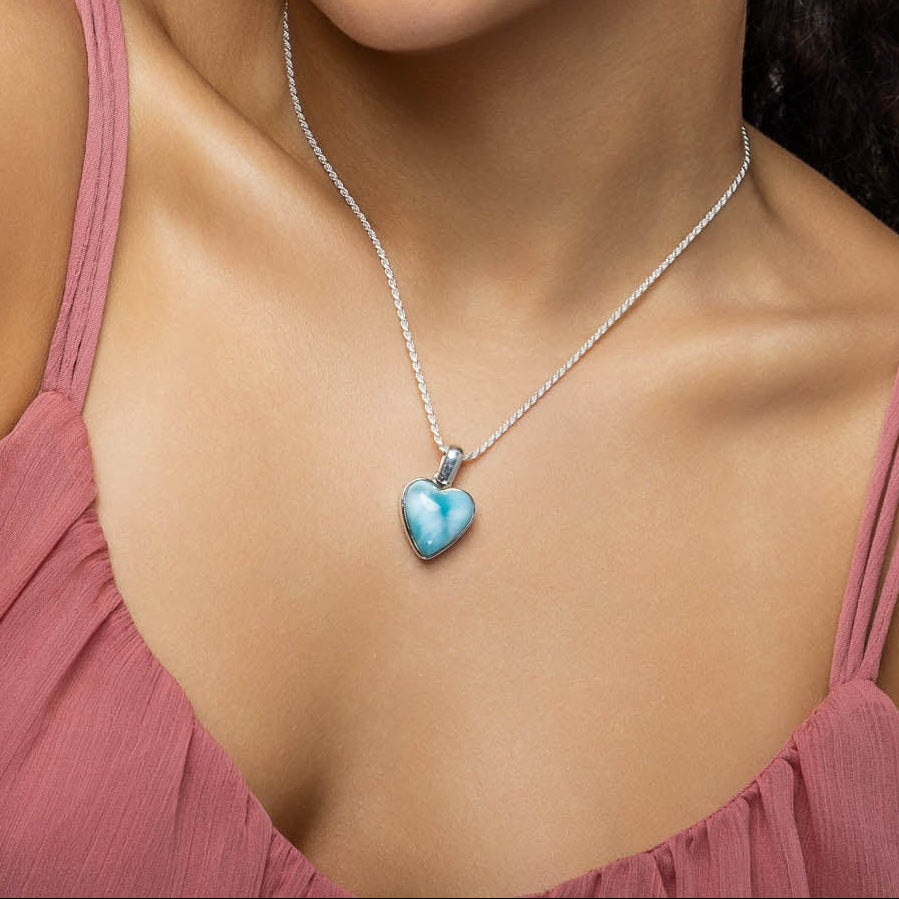 Larimar Heart Pendant Soleil