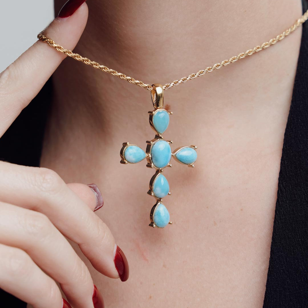 Larimar Cross Gold Vermeil - Small